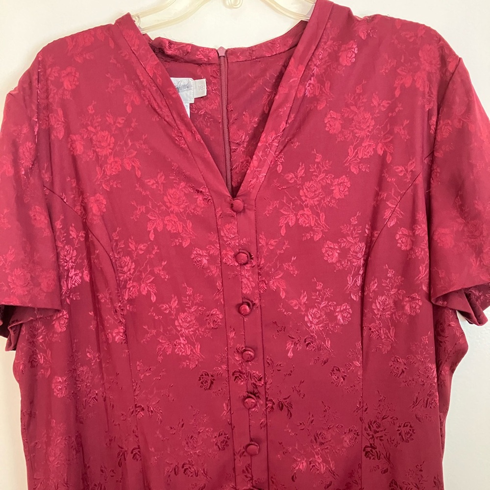 Vintage Jacqueline Ferrar 90s Red Floral Silk Dress